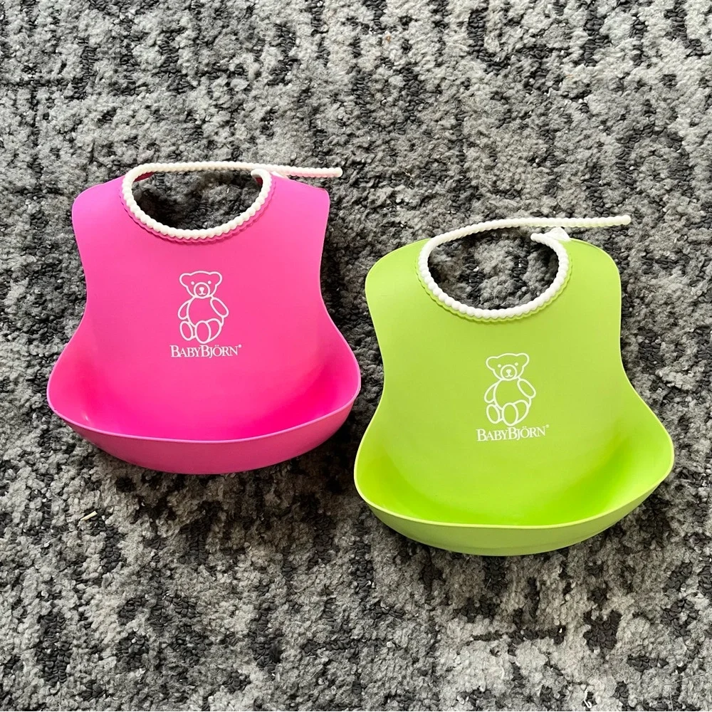 Baby Bjorn Pink and Green Soft Bib Set of 2